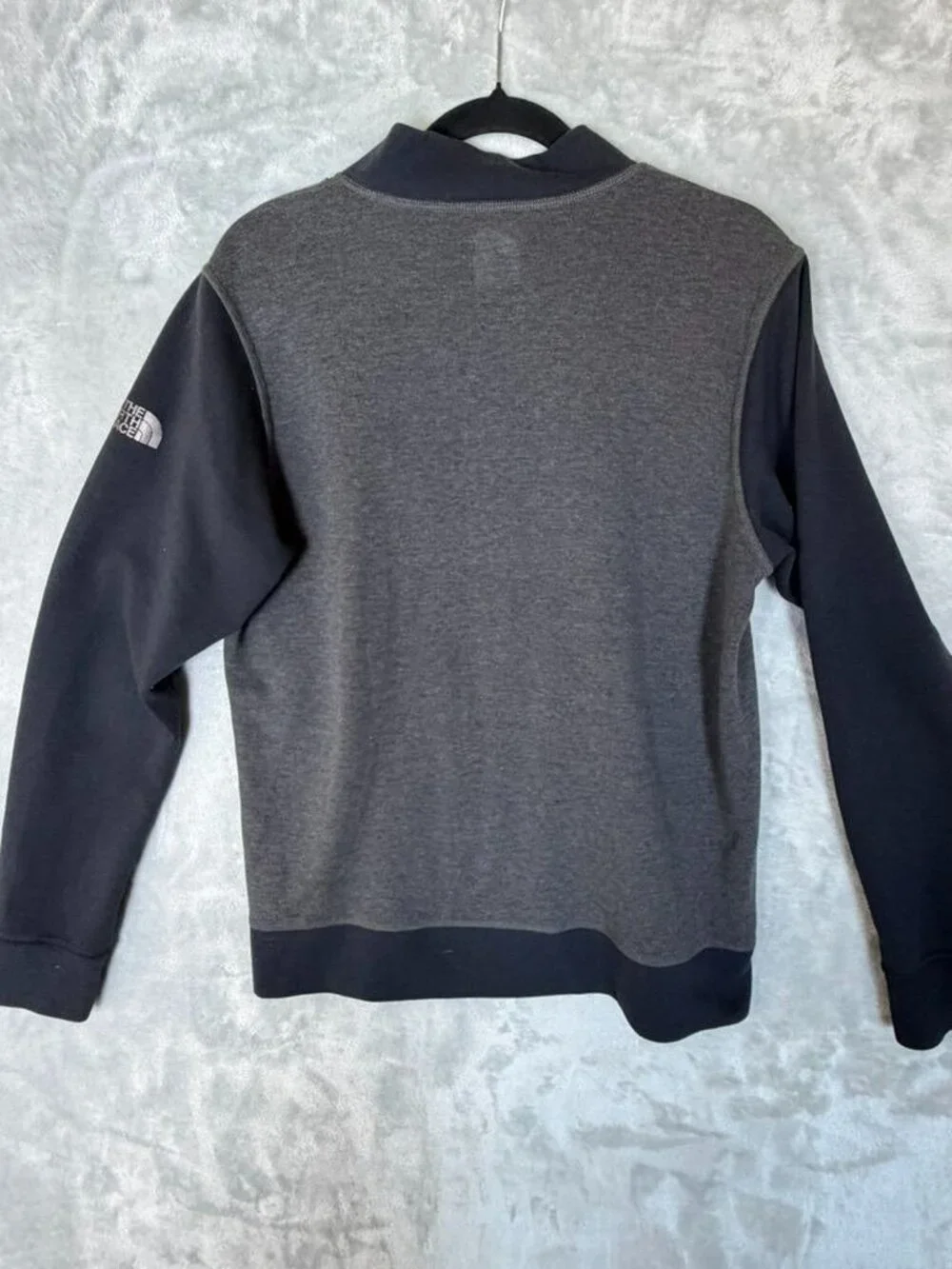 THE NORTH FACE‎ Jacket Mens Medium Gray Black Full Zip Bomber Knit Logo